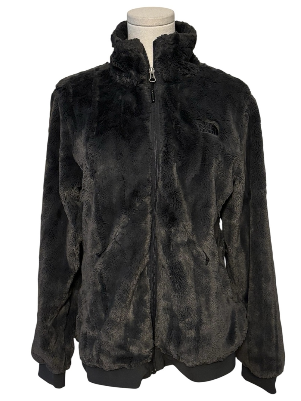 The North Face Osito Gray High Pile Furry Zip Front Jacket Size Medium
